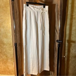ESCADA elements women’s wide leg white linen pants size 38 approx. size 8 US